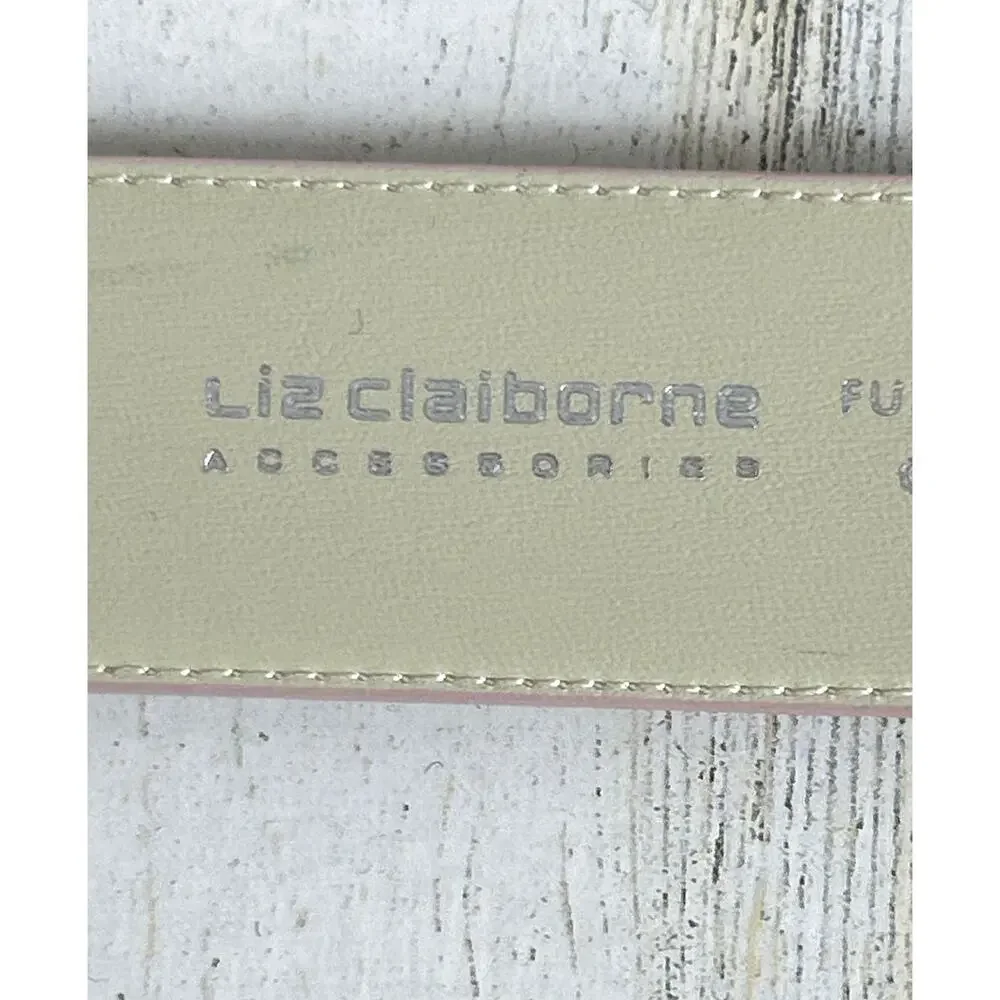 Liz Claiborne Women’s M Pink Leather Belt with Gold Buckle Accent